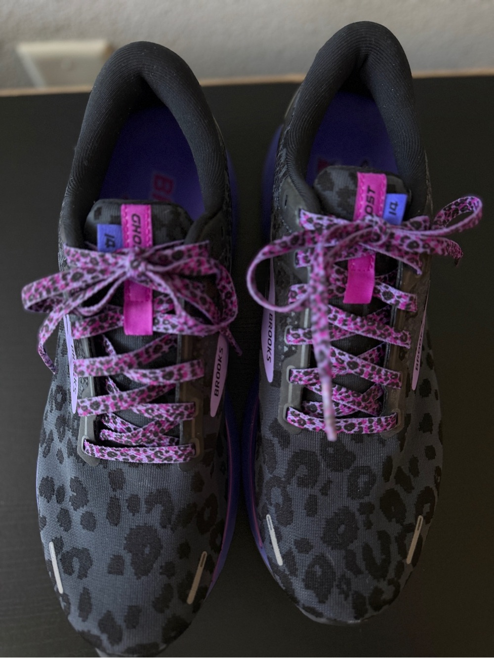 Brooks Ghost 14 Running Shoes Black Purple Leopard Print Women’s Size 11 - Picture 8 of 13